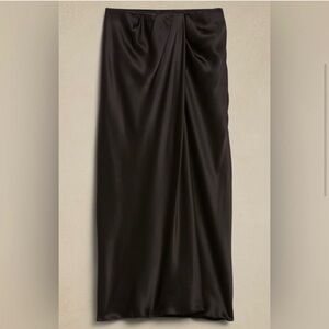 NWT Banana Republic Zandra Black Silk Midi Skirt S